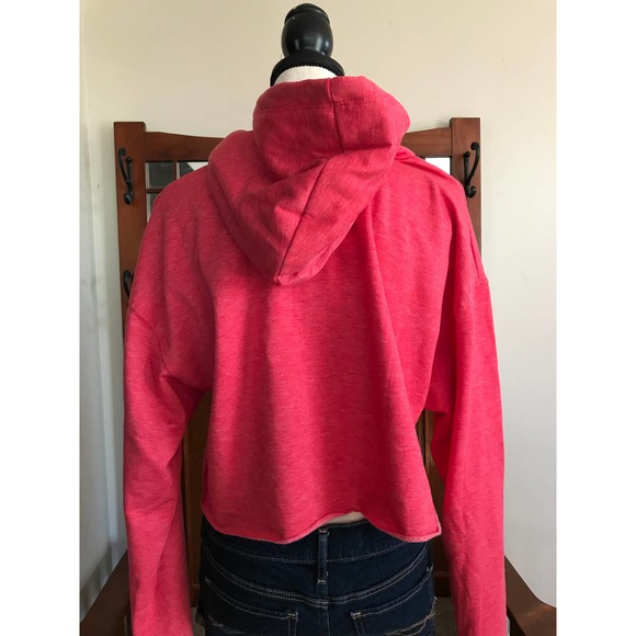 OTLA Cropped Fleece Hoodie Marled Red - Picture 5 of 7